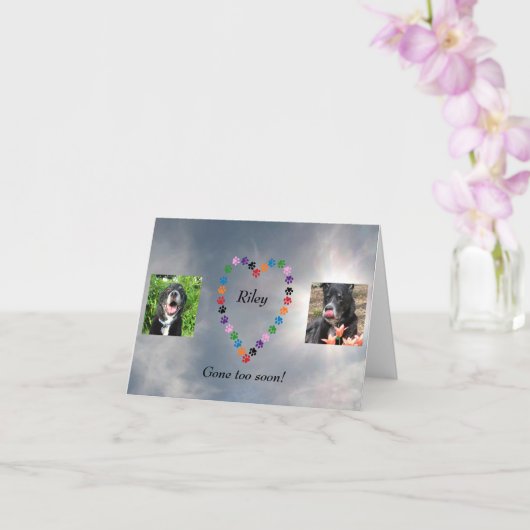 カラー数々のポープリントハートドッグ同情カード カード (蘭)