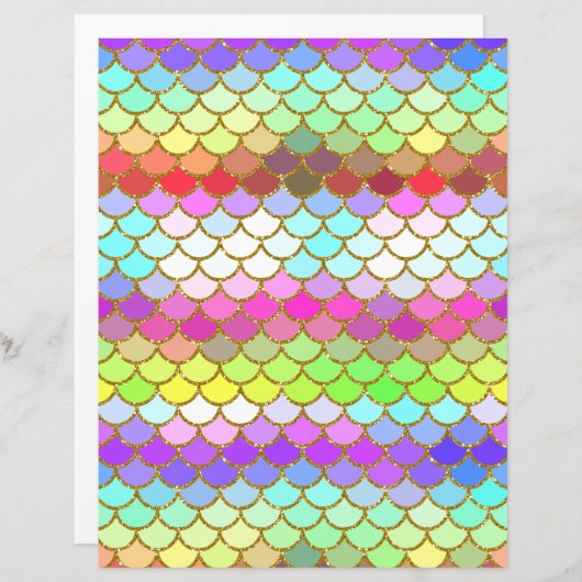 カラー数々のマーメイドはかりで測スクラップブック紙 (正面/裏面)