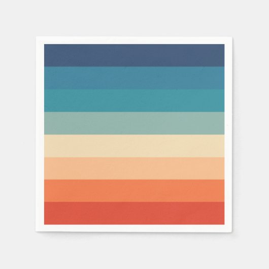 カラー数々のレインボーストライプのデザイン紙ナプキン スタンダードカクテルナプキン (正面)