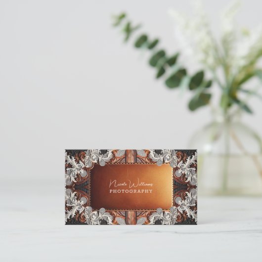 カラー数々のレザーレースルック素朴写真 名刺 (スタンド正面)