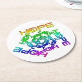カラー数々のワードHOPE付きコースター書 ラウンドペーパーコースター (アングル)