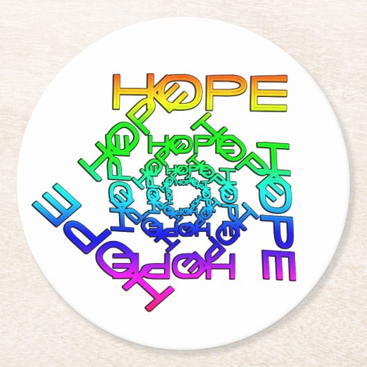 カラー数々のワードHOPE付きコースター書 ラウンドペーパーコースター (正面)