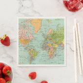 カラー数々のワールドマップベビーシャワーコレクションナプキン スタンダードランチョンナプキン (インサイチュ)