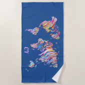 カラー数々のワールドマップ ビーチタオル (正面)