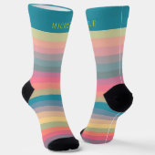 カラー数々のヴィンテージパステルストライプの名前をカスタムする ソックス (傾斜あり)
