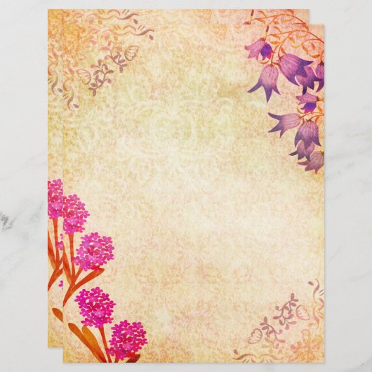 カラー数々のヴィンテージフローラスクラップブック紙 (正面/裏面)