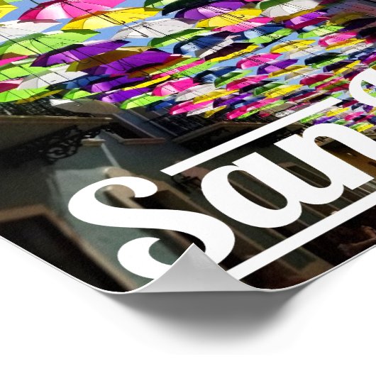 カラー数々の傘サンファンプエルトリコ通り ポスター (角)