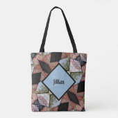 カラー数々の刺繍パッチワークBohoシック トートバッグ (裏面)