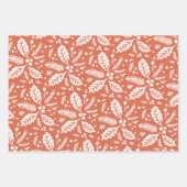 カラー数々の手描きホリーベリーパターン ラッピングペーパーシート (正面2)