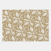 カラー数々の手描きホリーベリーパターン ラッピングペーパーシート (正面)