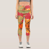 カラー数々の抽象芸術フローラコラージュアート カプリレギンス (正面)