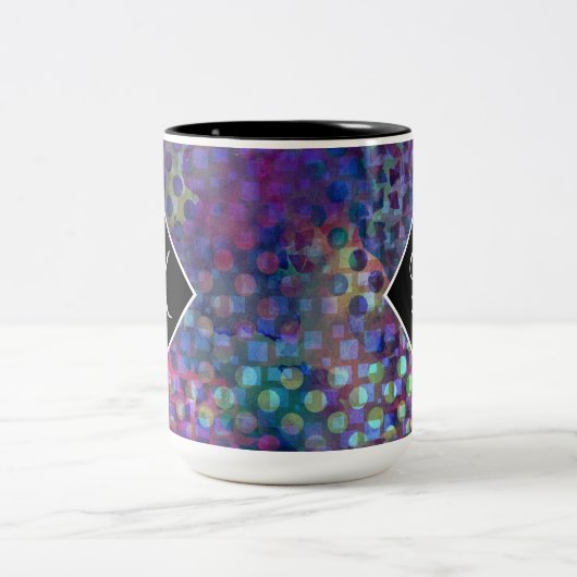 カラー数々の抽象芸術・デジタル・アートによるモノグラム ツートーンマグカップ (中央)