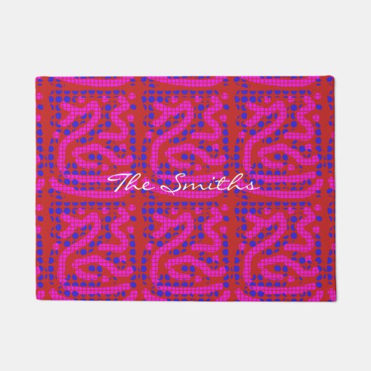 カラー数々の水玉模様サンダー_コーブ ドアマット (正面)