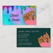 カラー数々の爪、 ネイル技術 名刺 (正面/裏面)