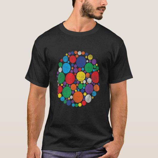 カラー数々の虹水玉模様国際的 Tシャツ (正面)