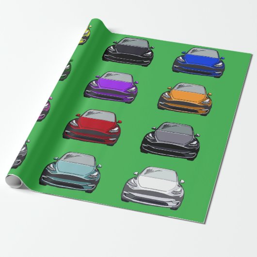 カラー数々の電気自動車SUVカーグリーン ラッピングペーパー (アンロールド)