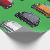 カラー数々の電気自動車SUVカーグリーン ラッピングペーパー (角)