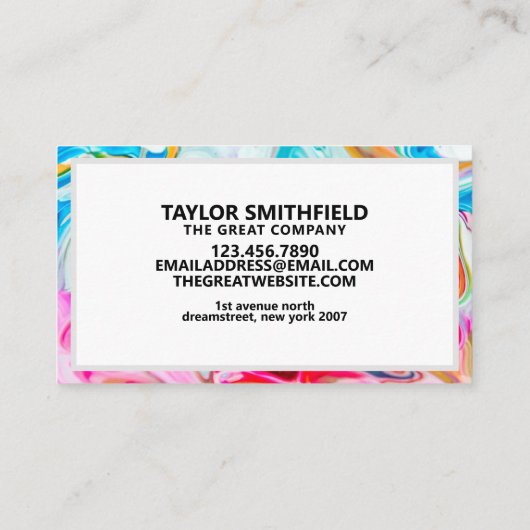 カラー旋回抽象芸術水カラーパターン 名刺 (裏面)