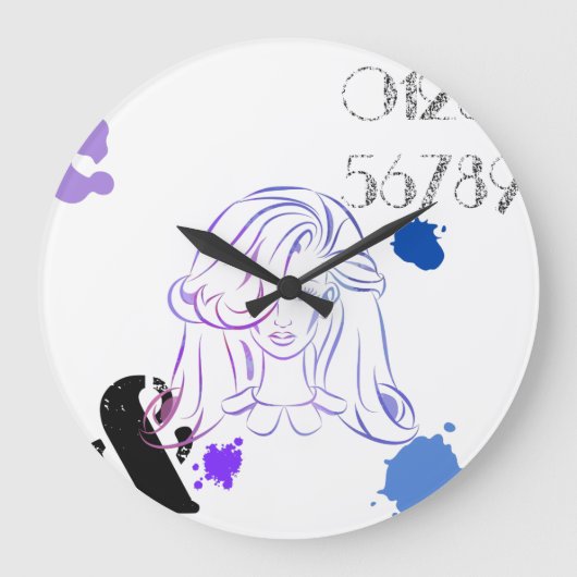 カラー水カラーTouchの（ばちゃばちゃ）跳ねる ラージ壁時計 (正面)