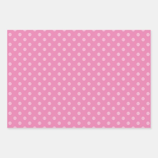 カラー水玉模様スマイル誕生日パーティー ラッピングペーパーシート (正面)