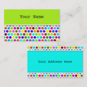 カラー水玉模様パターン+背面および文字 名刺 (正面/裏面)