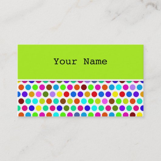 カラー水玉模様パターン+背面および文字 名刺 (正面)