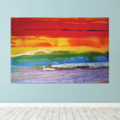 カラー波の夕日 キャンバスプリント (インサイチュ (ウッドフロア))