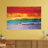 カラー波の夕日 キャンバスプリント (インサイチュ (リビング))