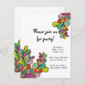 カラー波パーティの招待状 招待状 (正面/裏面)
