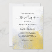 カラー洗浄イエローとブルーの結婚式招待状 招待状 (正面)