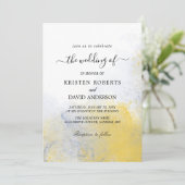 カラー洗浄イエローとブルーの結婚式招待状 招待状 (スタンド正面)