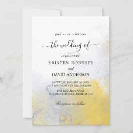 カラー洗浄イエローとブルーの結婚式招待状 招待状