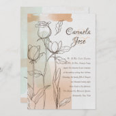 カラー洗浄フローラ結婚式招待状 招待状 (正面/裏面)