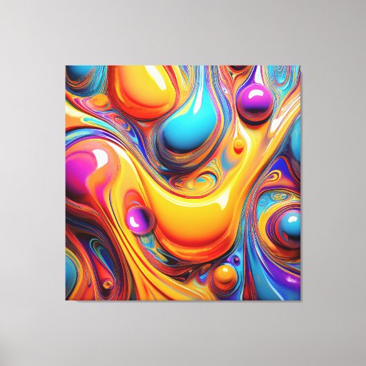 カラー流体バブル キャンバスプリント (正面)