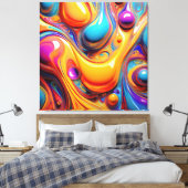 カラー流体バブル キャンバスプリント (インサイチュ (寝室))