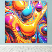カラー流体バブル キャンバスプリント (インサイチュ (ウッドフロア))
