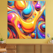 カラー流体バブル キャンバスプリント (インサイチュ (リビング))