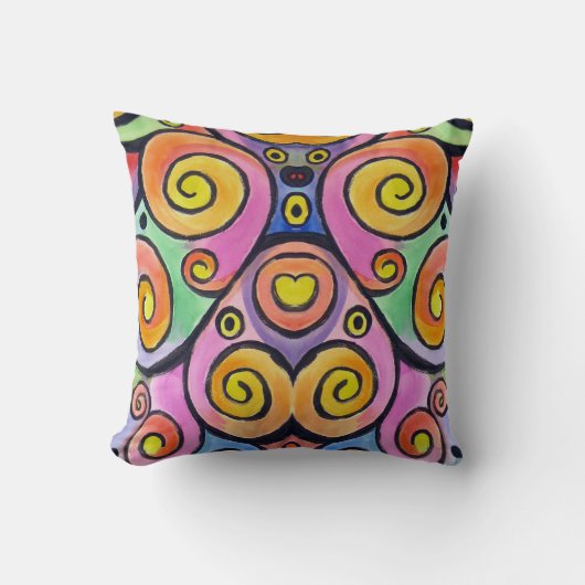 カラー渦巻き抽象芸術水彩アートピロー クッション (正面)