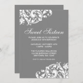 カラー渦巻き描画スイート16誕生日 招待状 (正面/裏面)