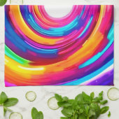 カラー渦:ダイナミックデザイン キッチンタオル (折り畳み)