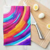 カラー渦:ダイナミックデザイン キッチンタオル (四つ折り)