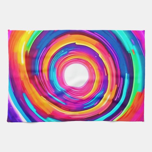 カラー渦:ダイナミックデザイン キッチンタオル (横)