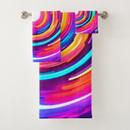 カラー渦:ダイナミックデザイン バスタオルセット