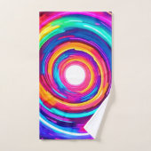 カラー渦：ダイナミックデザイン バスタオルセット (ハンドタオル)