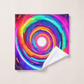 カラー渦：ダイナミックデザイン バスタオルセット (ウォッシュタオル)