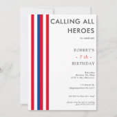 カラー漫画インスパイアススーパーヒーローバースデーパーティー 招待状 (正面)