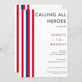 カラー漫画インスパイアススーパーヒーローバースデーパーティー 招待状