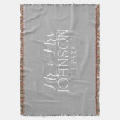 カラー無地のシルバー – ミスター・アンド・ミセス・結婚式の引き出物 スローブランケット (正面縦)