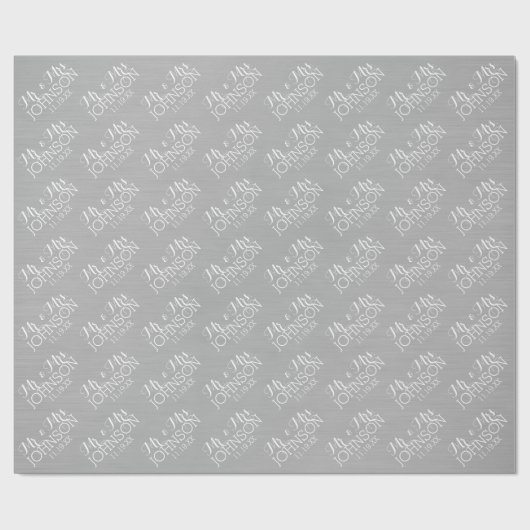 カラー無地のシルバー – ミスター・アンド・ミセス・結婚式の引き出物 ラッピングペーパー (フラット)