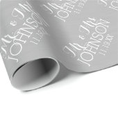 カラー無地のシルバー – ミスター・アンド・ミセス・結婚式の引き出物 ラッピングペーパー (ロールコーナー)